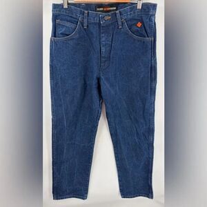 Wrangler flame resistant men’s relaxed fit dark wash jean work size 34x32